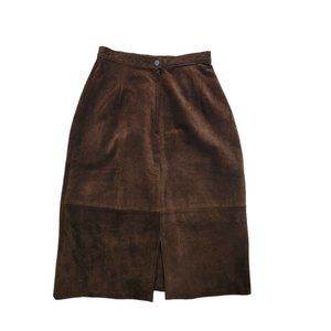 Comint Genuine Leather Brown High Waist Pencil Skirt Size- 5
